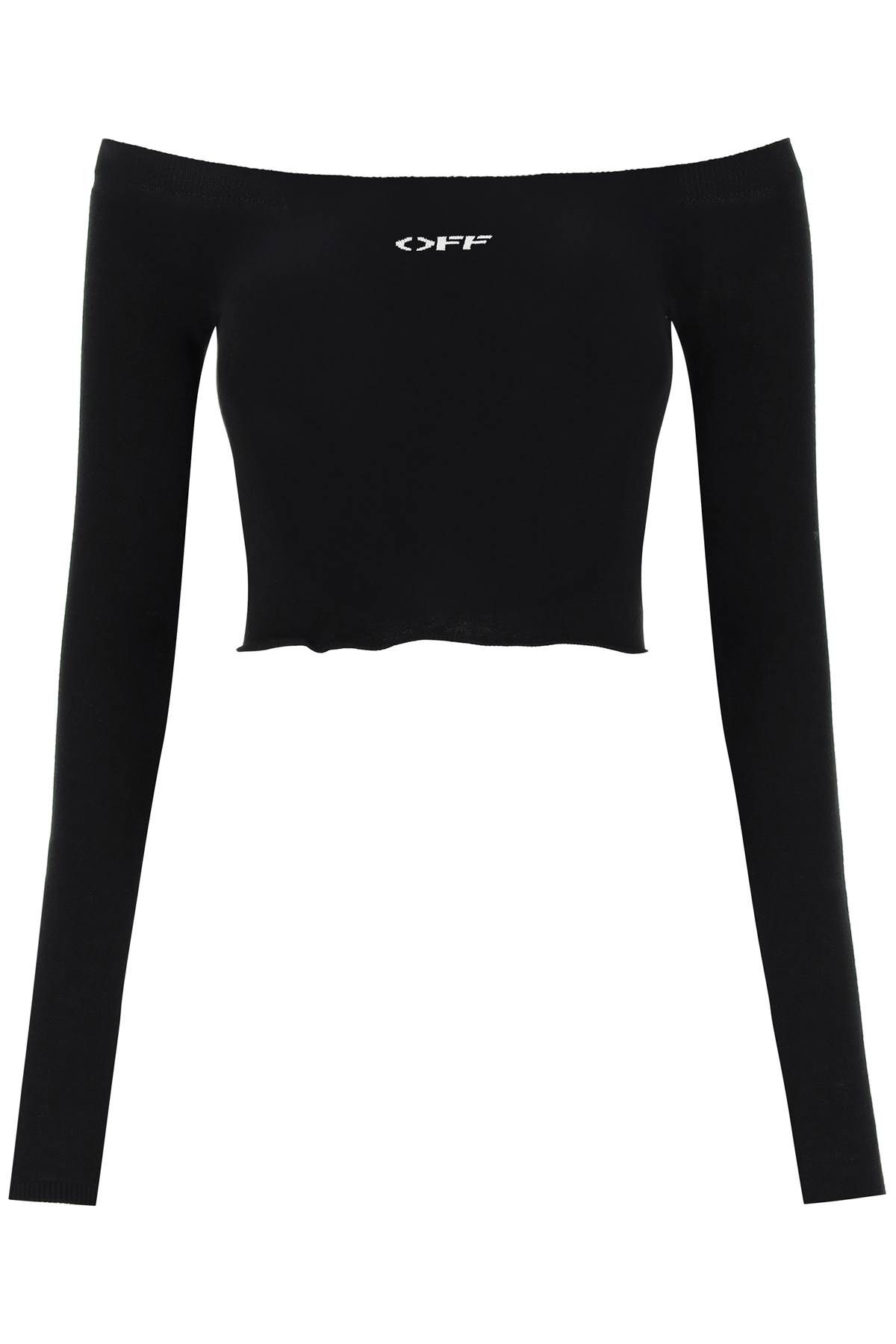 OFF-WHITE OFF-WHITE knitted off-shoulder cropped top