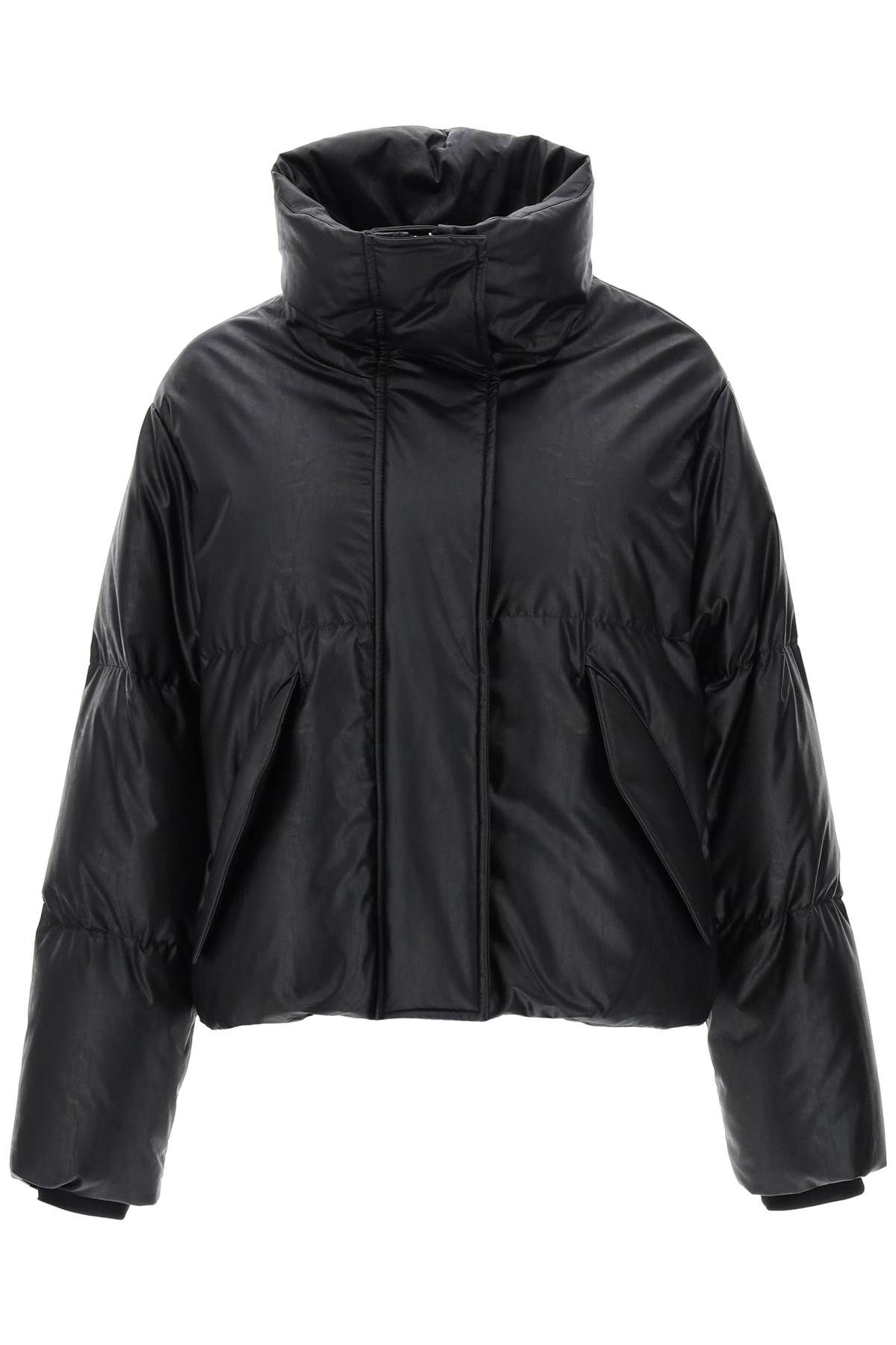 MM6 Maison Margiela MM6 MAISON MARGIELA faux leather puffer jacket with back logo embroidery