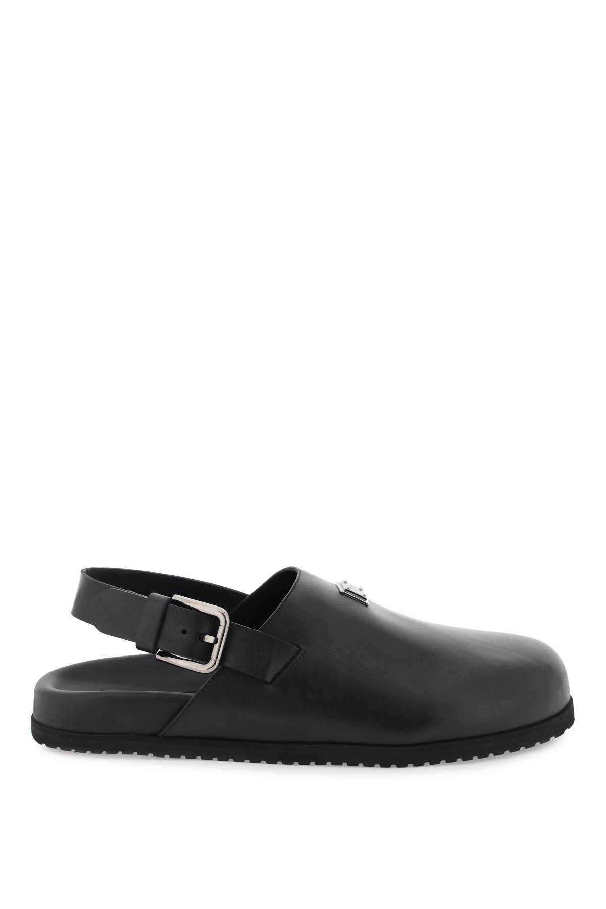 Dolce & Gabbana DOLCE & GABBANA leather clogs with logo plate