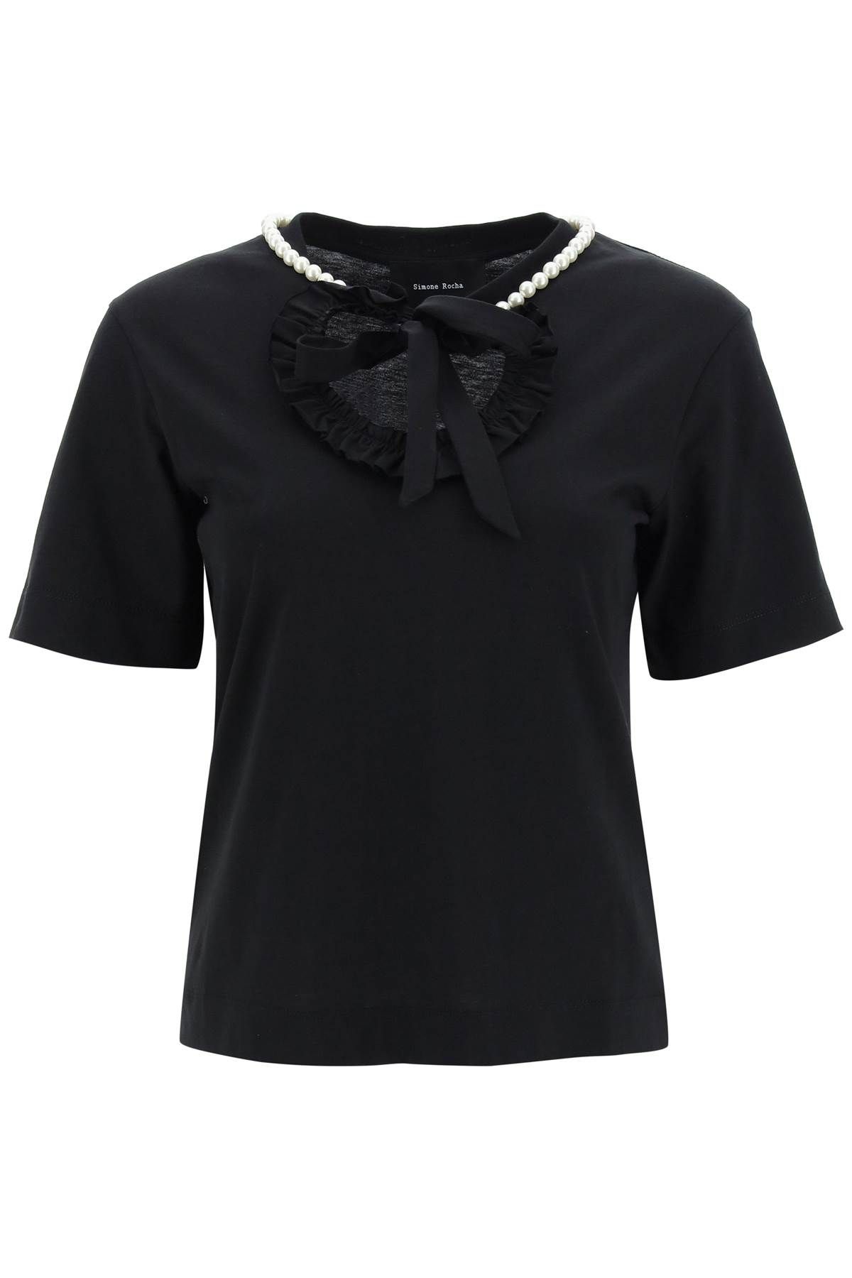 Simone Rocha SIMONE ROCHA t-shirt with heart-shaped cut-out and pearls