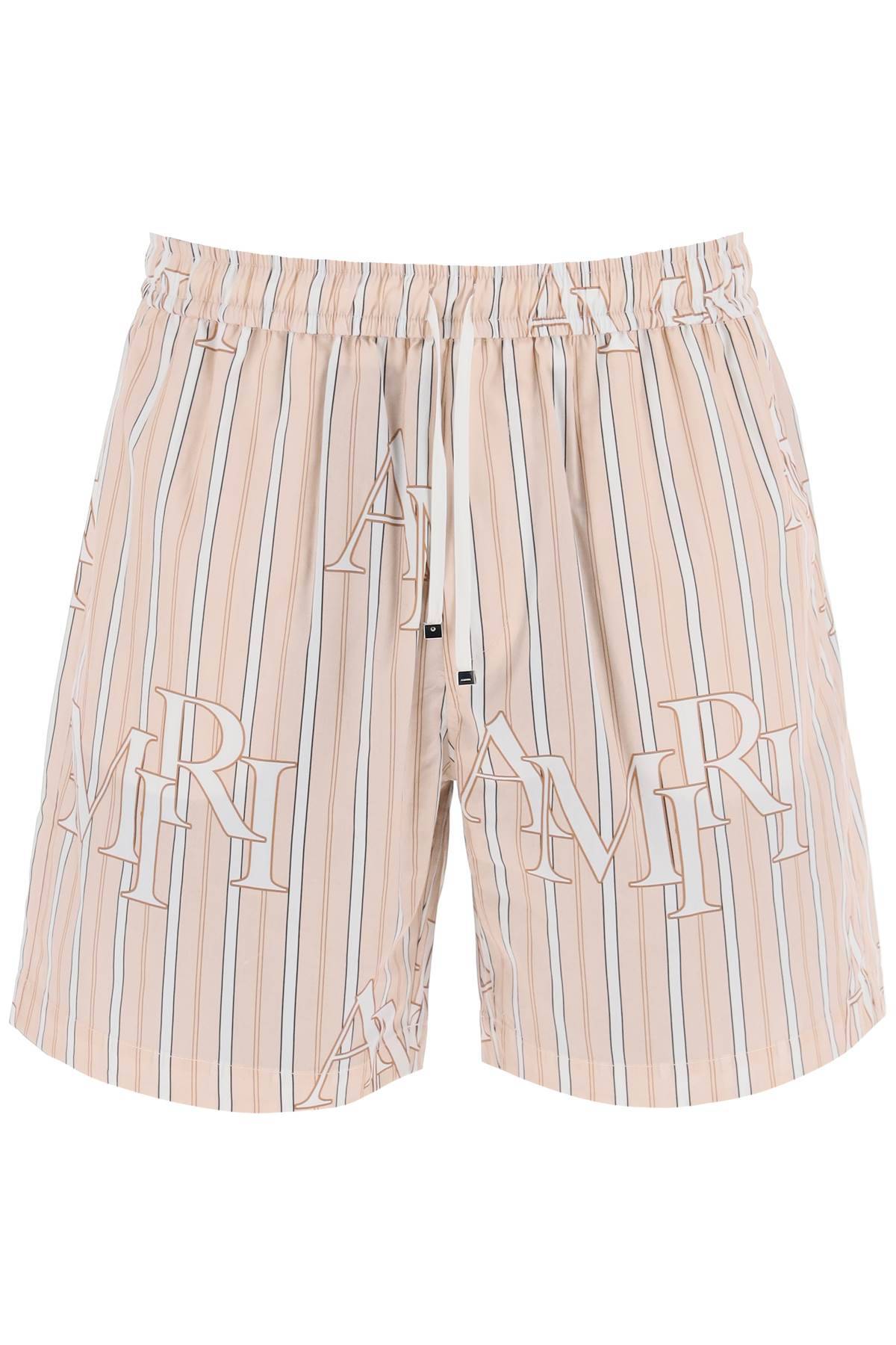 Amiri AMIRI stripe technical poplin bermuda shorts with logo "striped