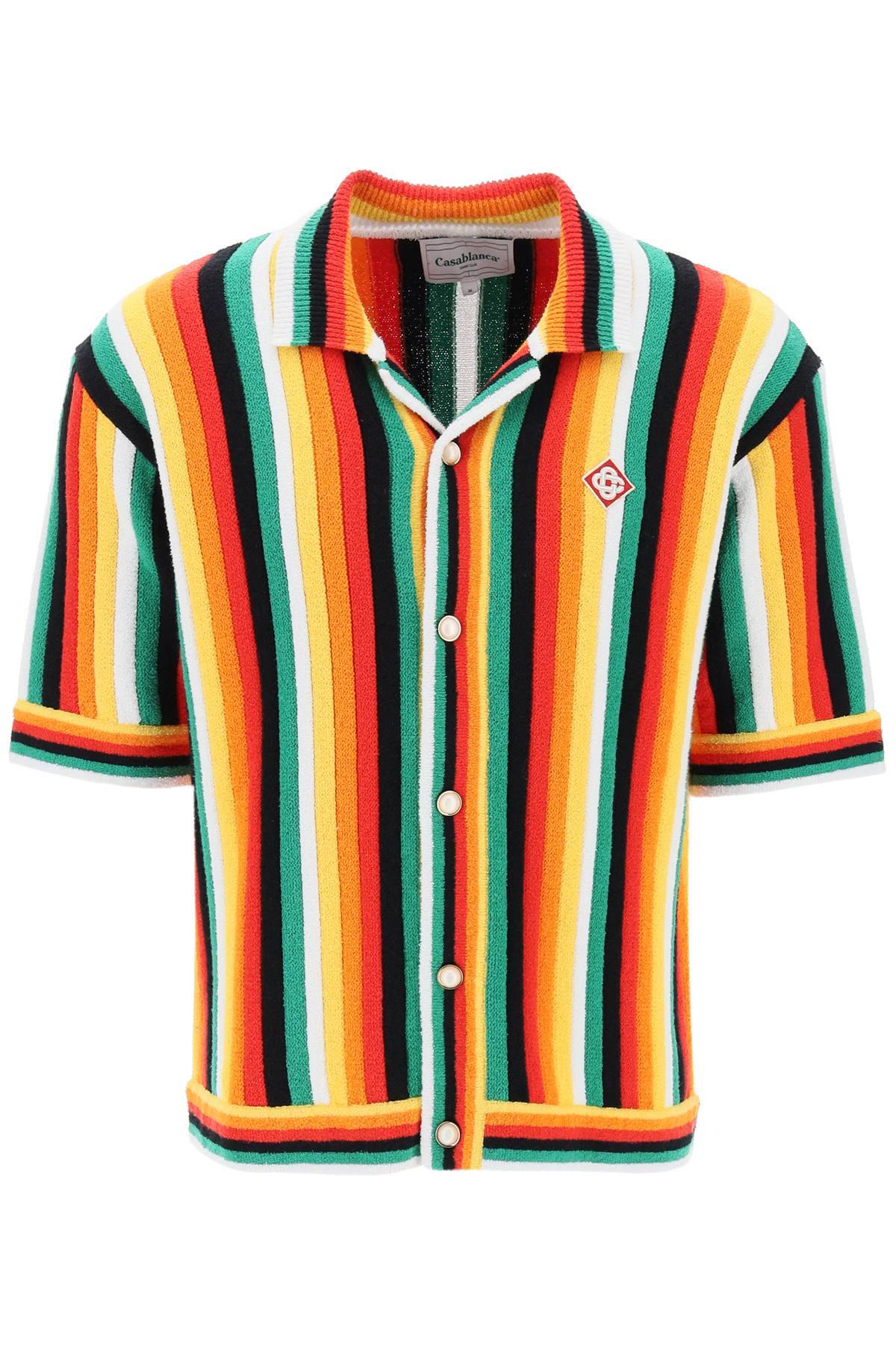 Casablanca CASABLANCA striped knit bowling shirt with nine words