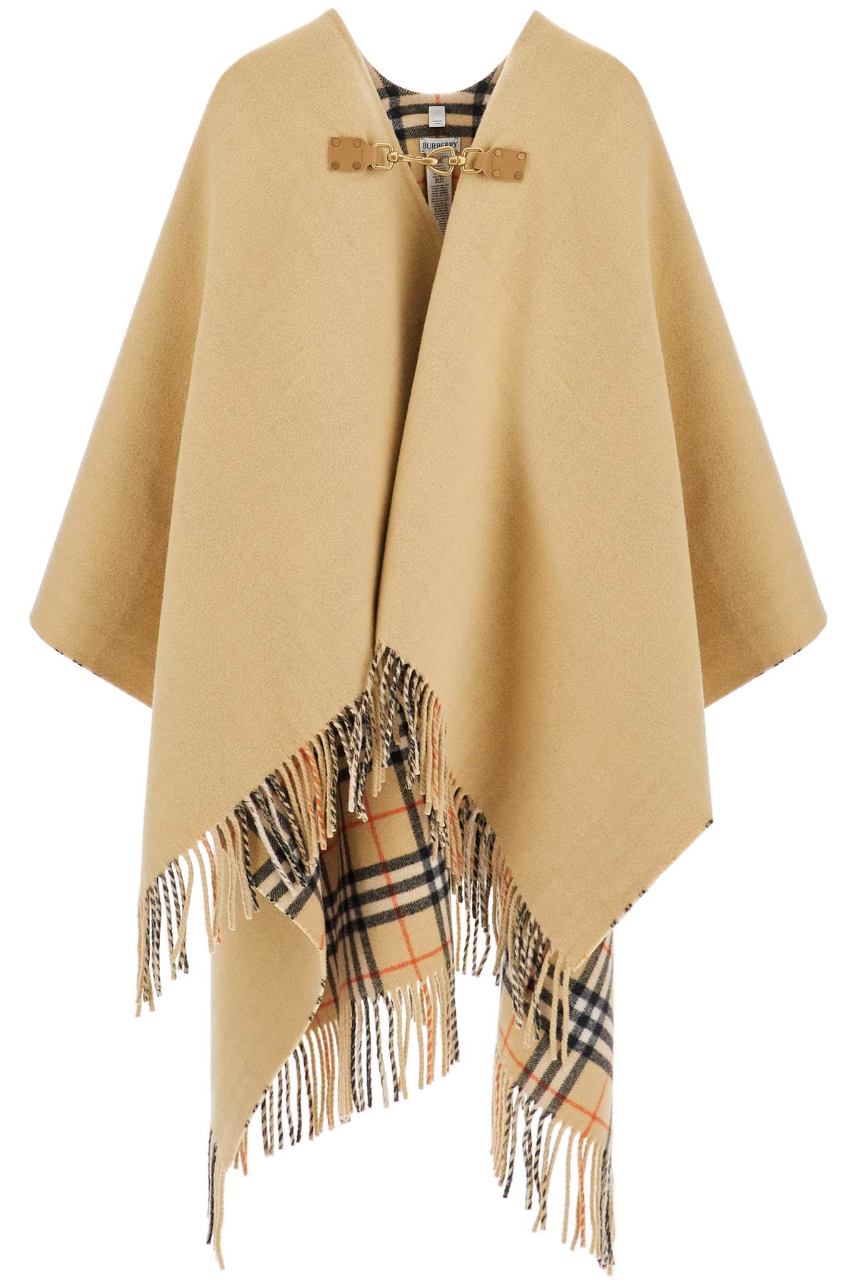 Burberry BURBERRY wool cape with fringes.