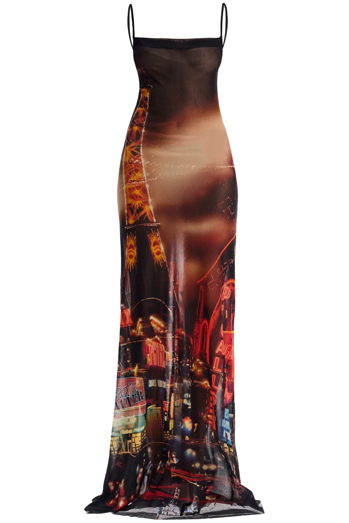 Jean Paul Gaultier JEAN PAUL GAULTIER "pigalle print mesh slip dress with a