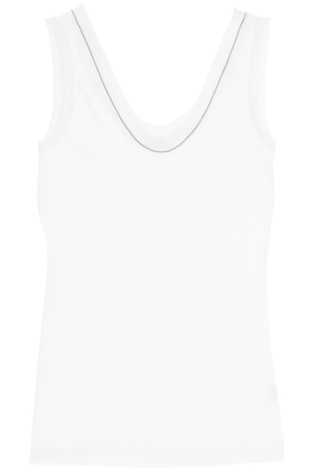 Brunello Cucinelli BRUNELLO CUCINELLI ribbed tank top with shiny collar