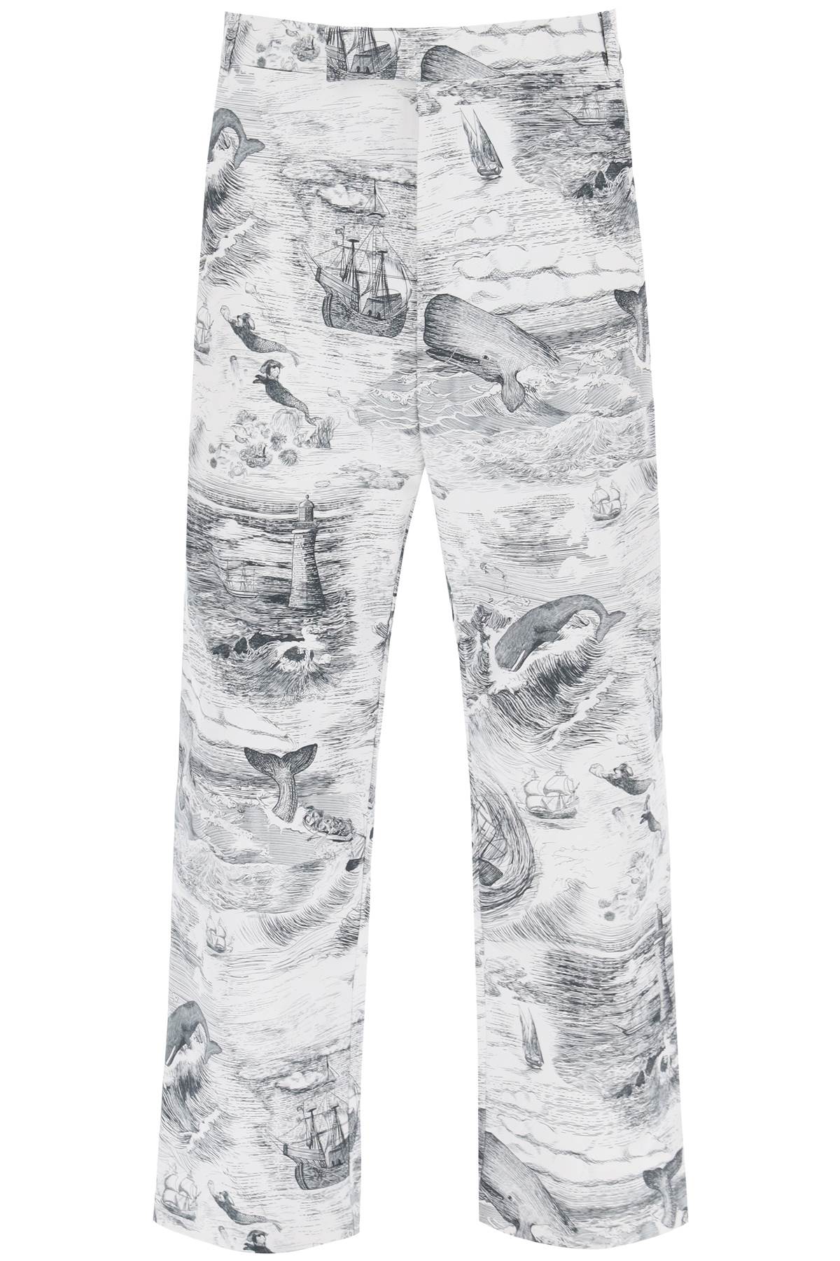 Thom Browne THOM BROWNE cropped pants with 'nautical toile' motif