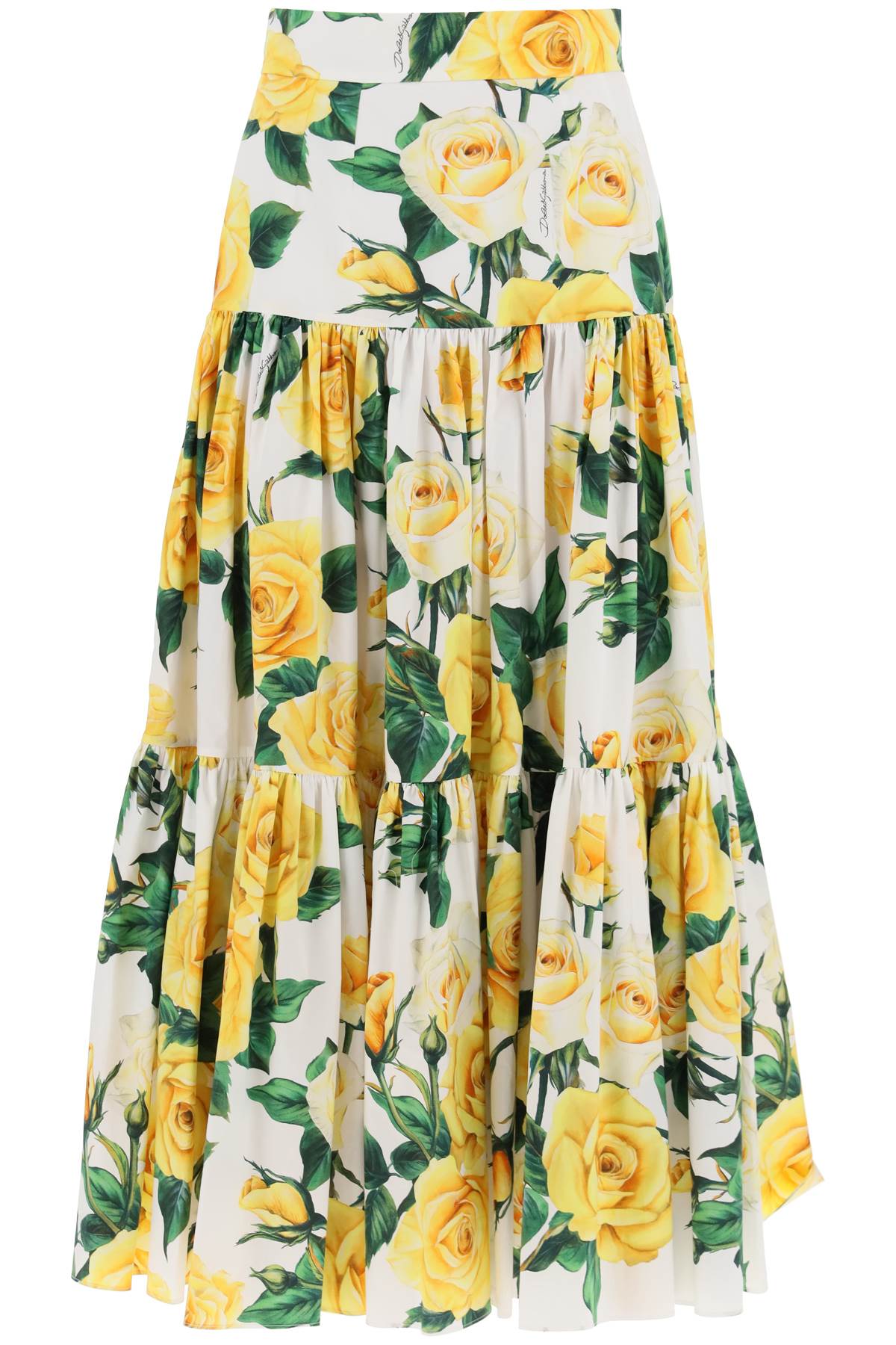 Dolce & Gabbana DOLCE & GABBANA "long skirt with ruffle details and yellow rose