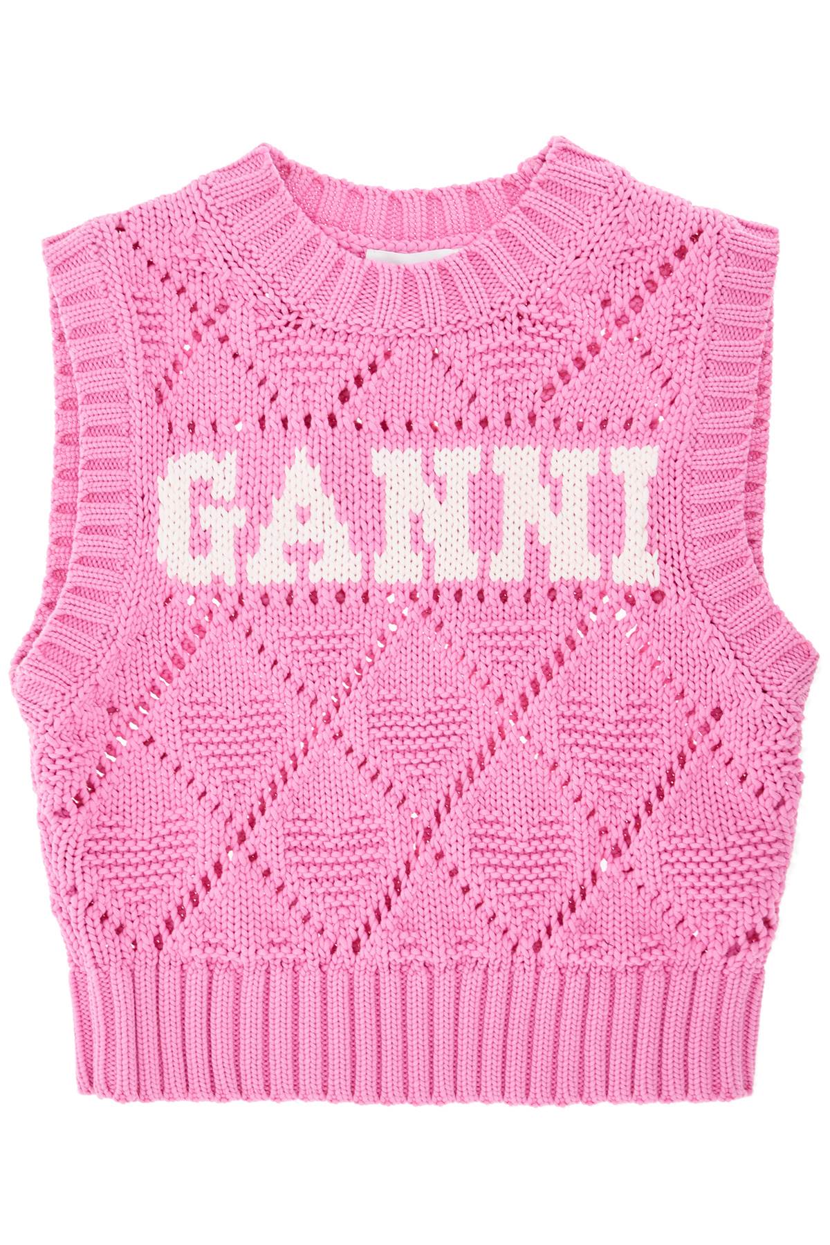 Ganni GANNI knitted logo vest in seven