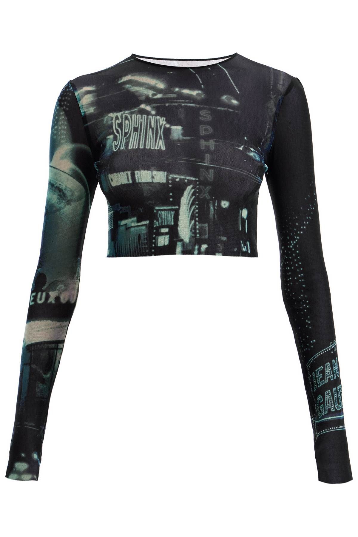 Jean Paul Gaultier JEAN PAUL GAULTIER pigalle printed tulle crop top with