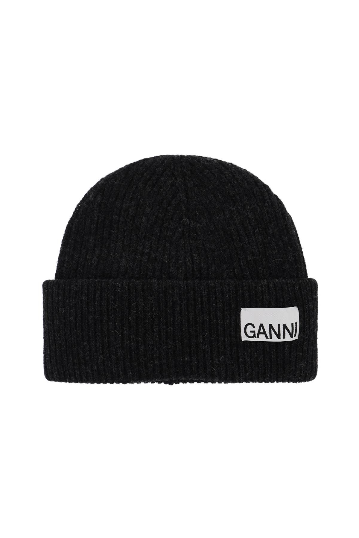 Ganni GANNI beanie hat with logo label
