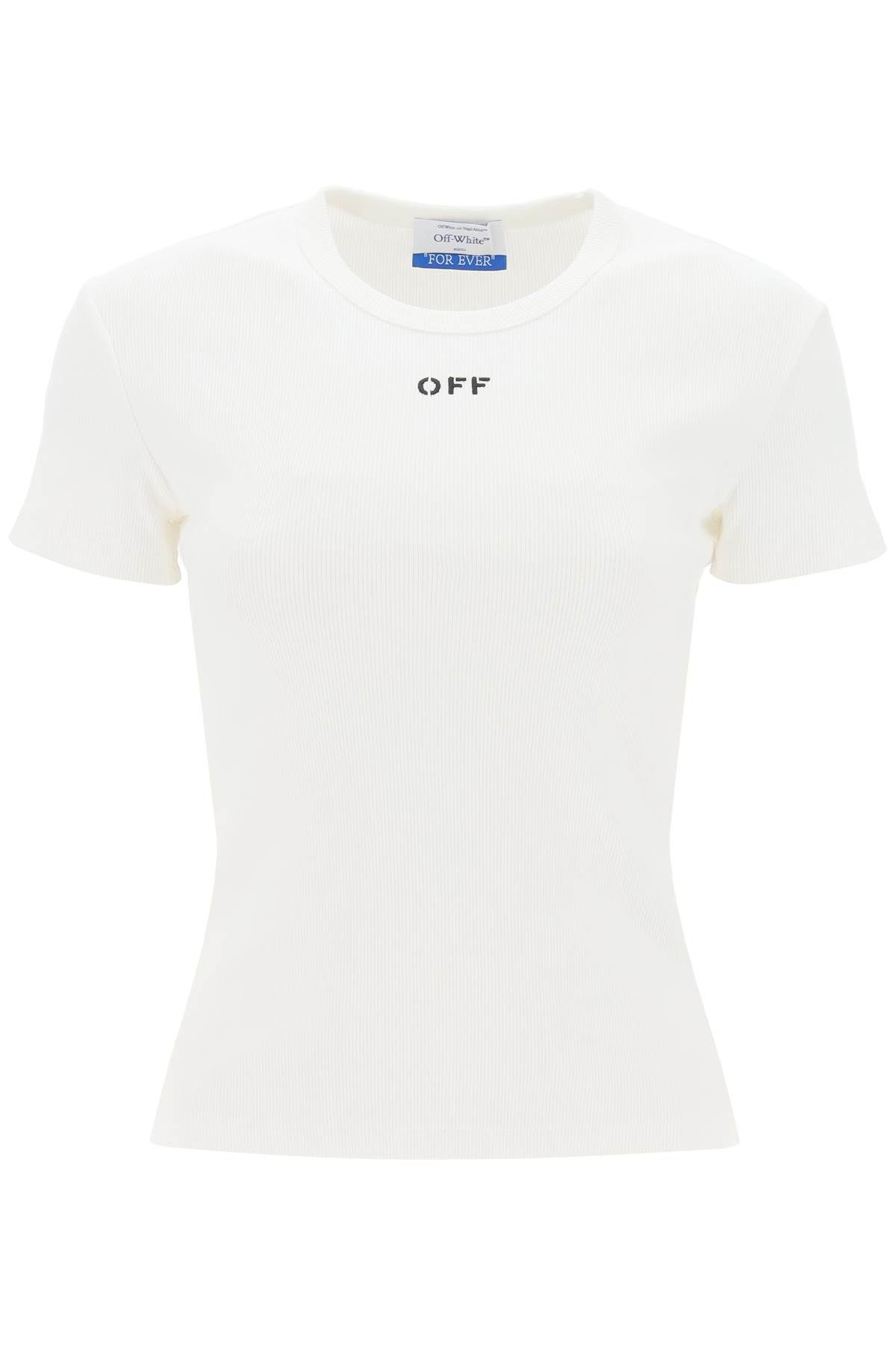 OFF-WHITE OFF-WHITE ribbed t-shirt with off embroidery