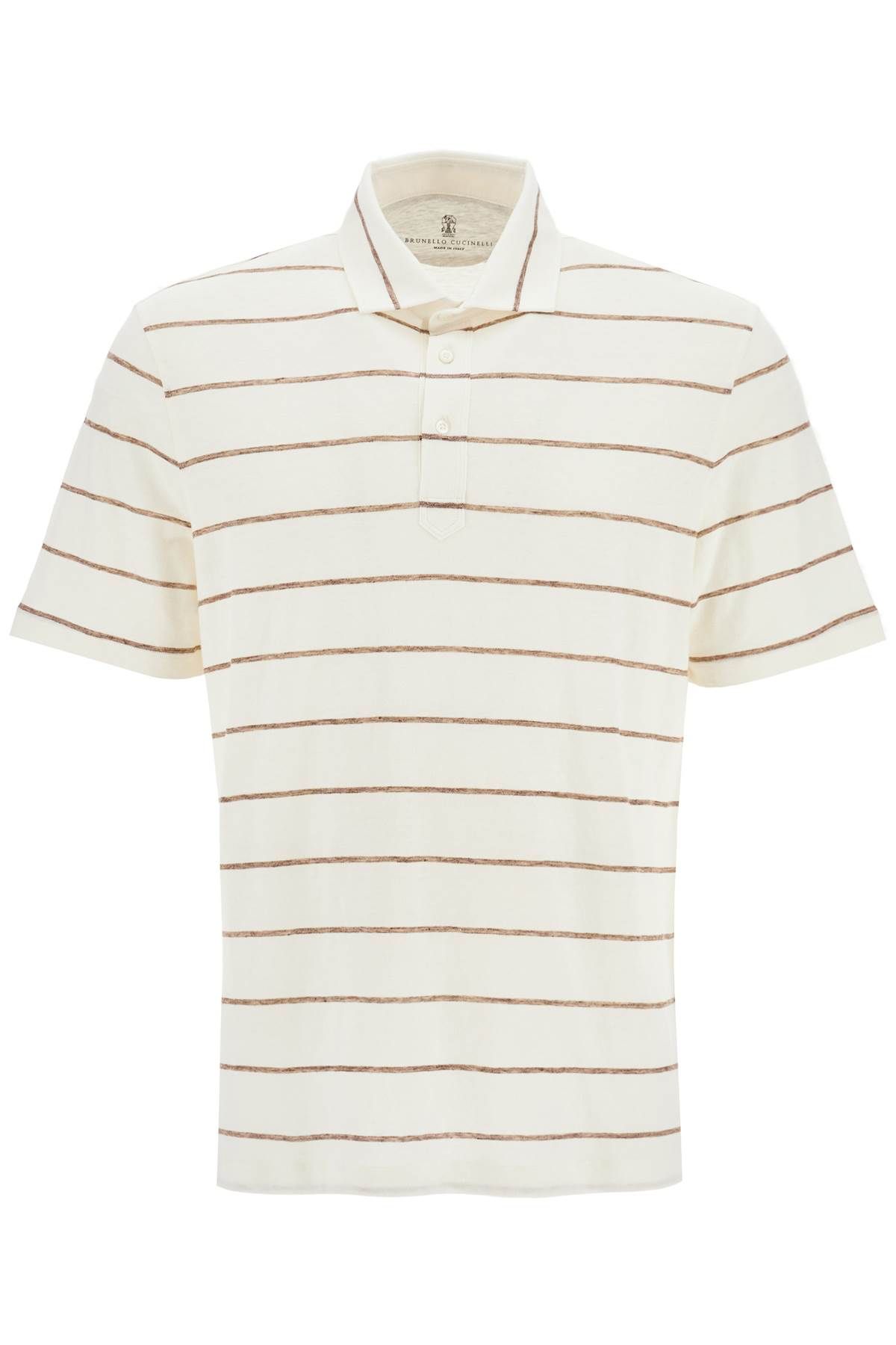 Brunello Cucinelli BRUNELLO CUCINELLI striped linen and cotton polo shirt