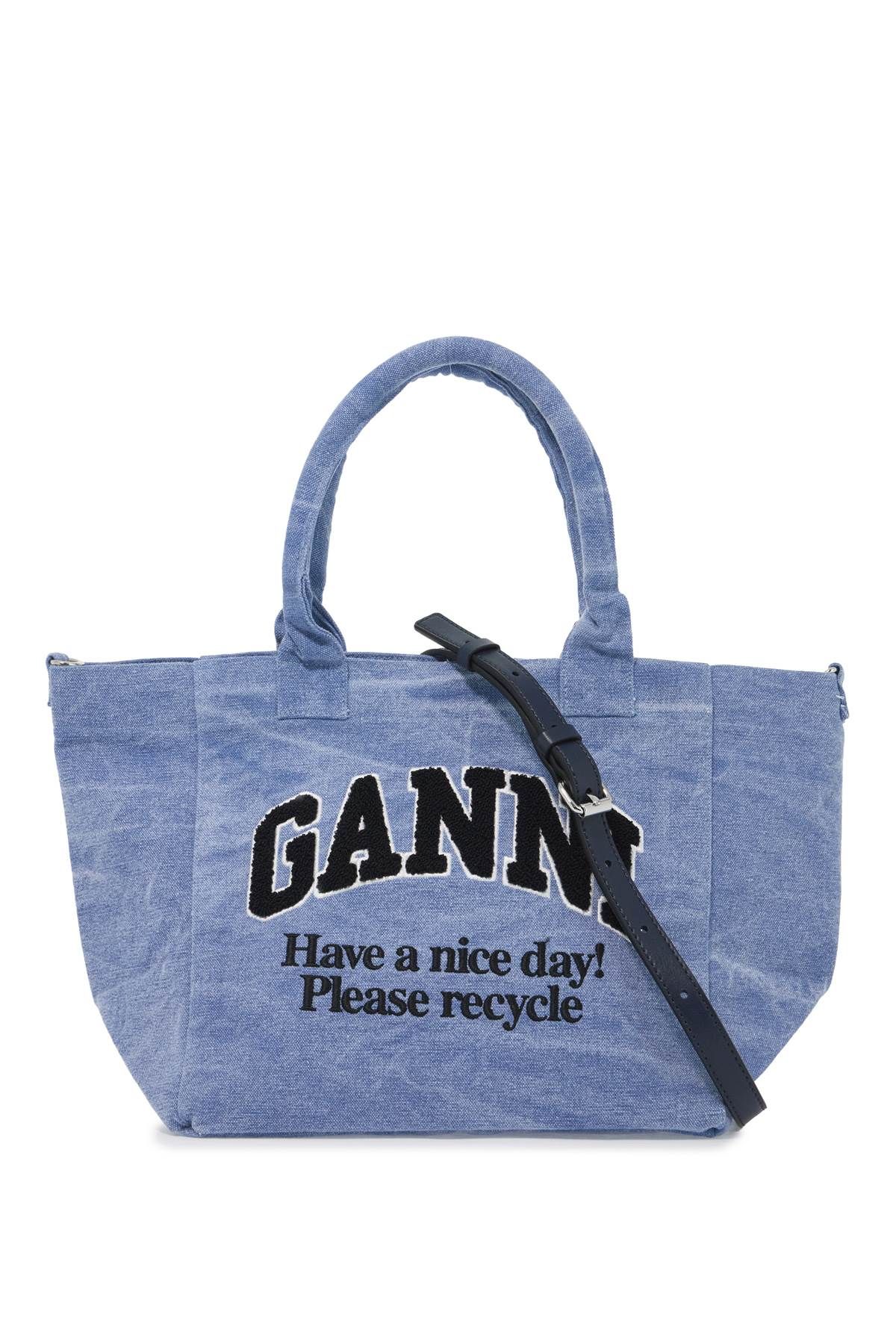 Ganni GANNI sponge logo tote bag with nine words