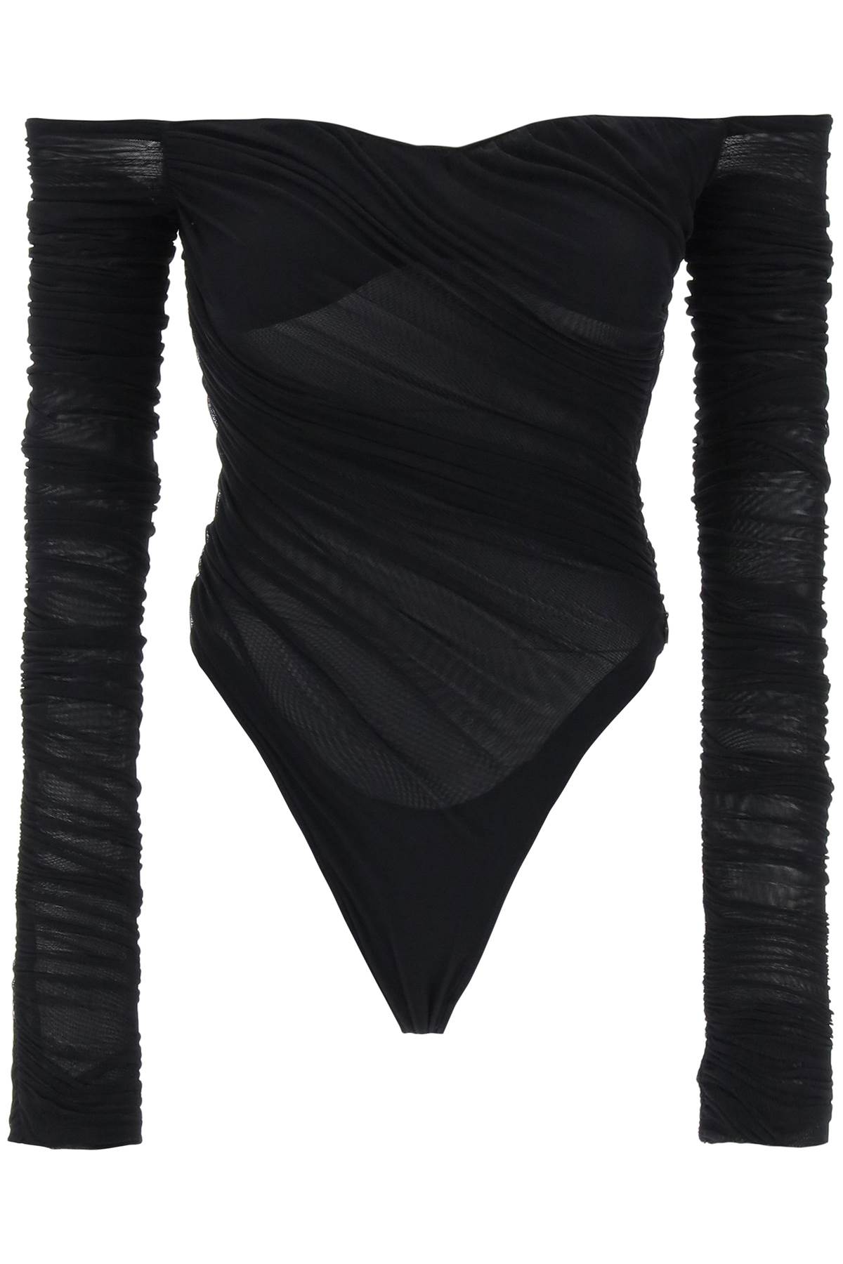 Mugler MUGLER off-shoulder mesh body