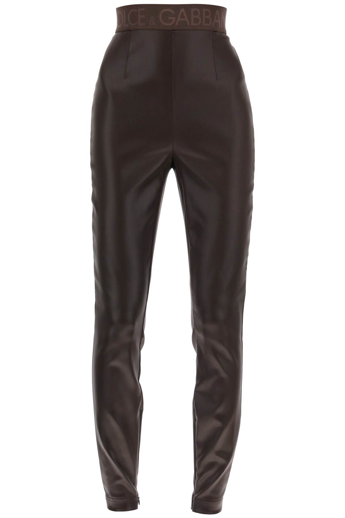 Dolce & Gabbana DOLCE & GABBANA coated look stretch satin leggings