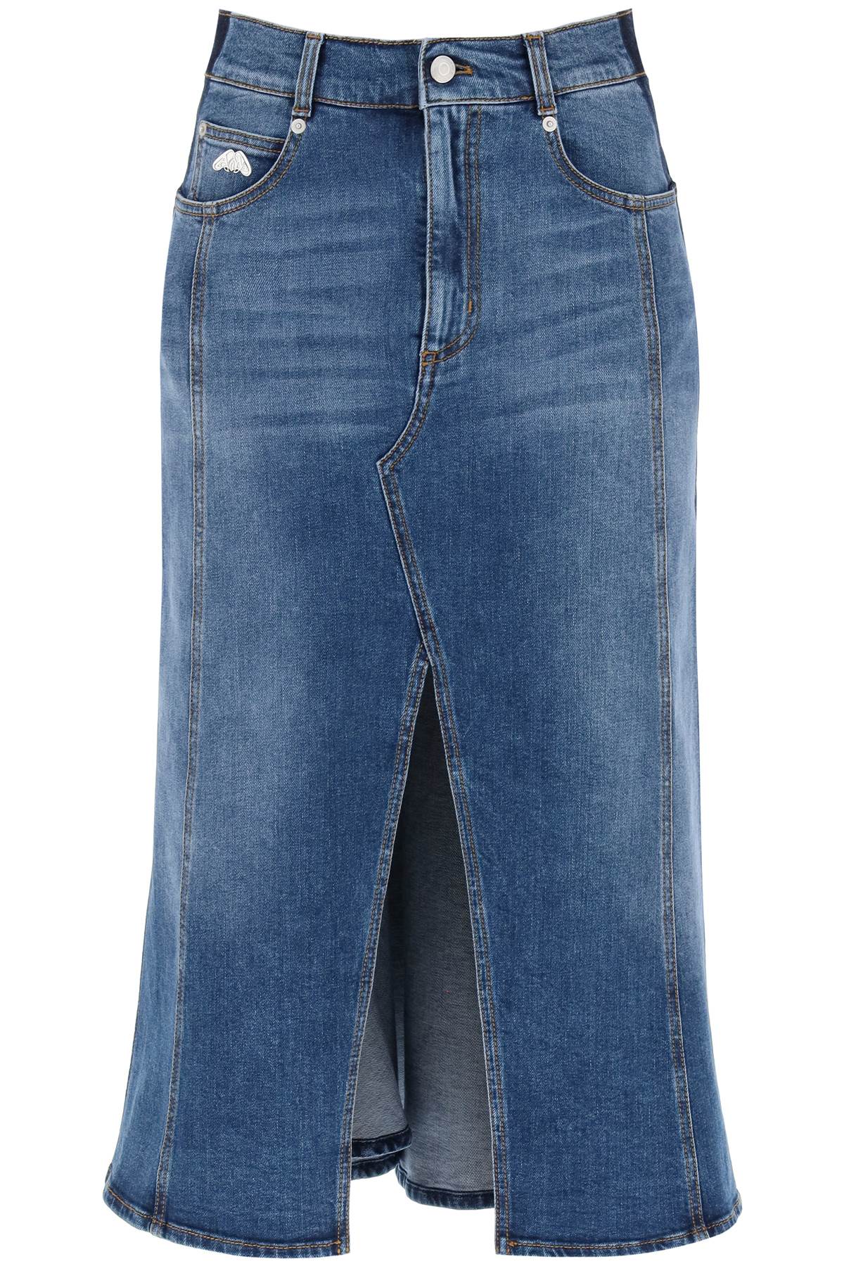 Alexander McQueen ALEXANDER MCQUEEN washed denim midi skirt