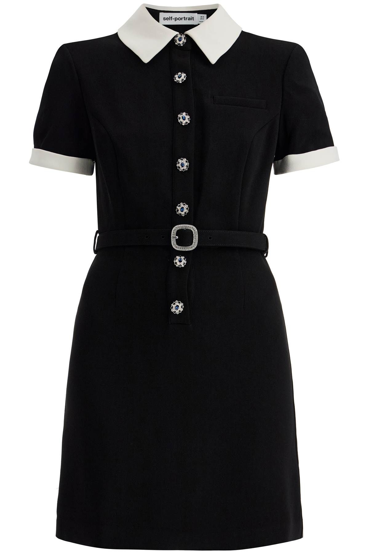  SELF PORTRAIT crepe mini dress with belt