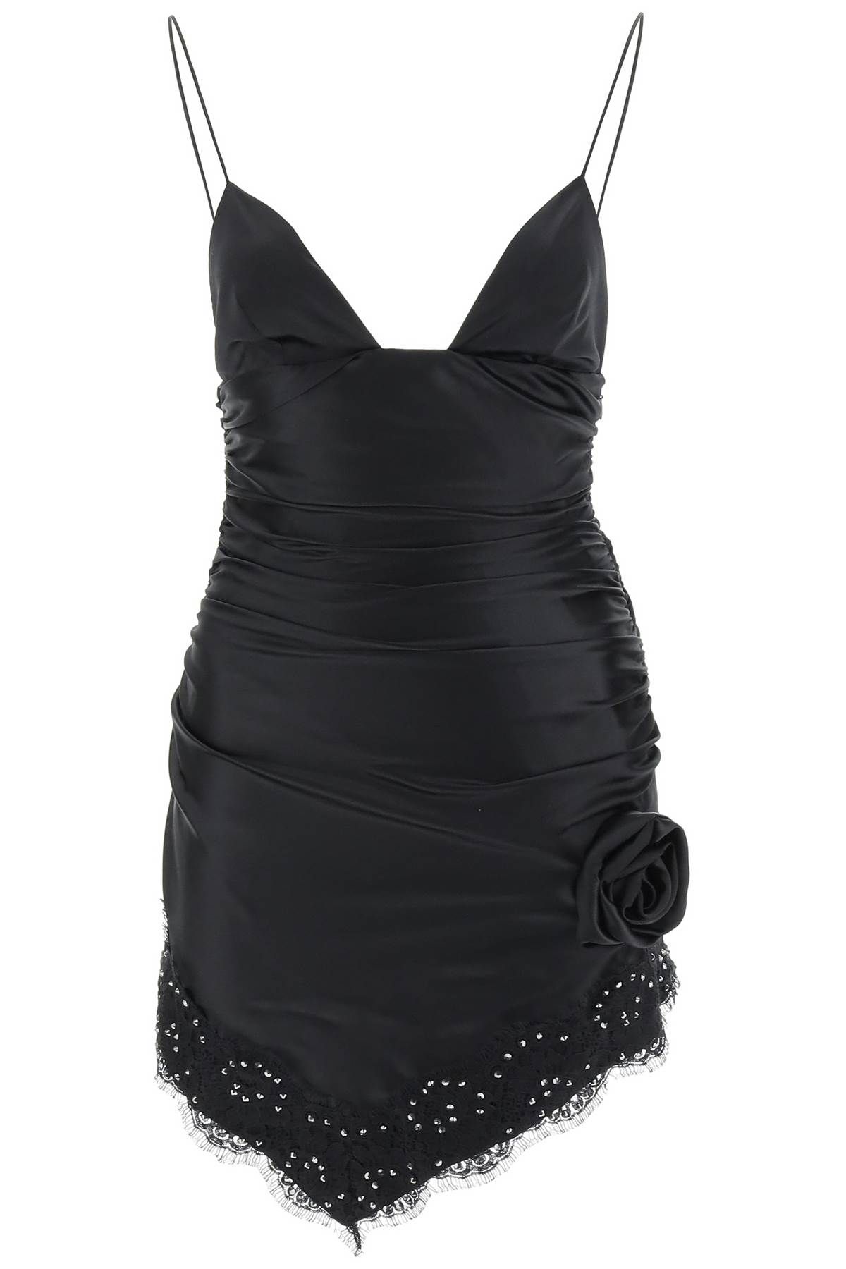 Alessandra Rich ALESSANDRA RICH ruched mini dress with diamanté lace trim