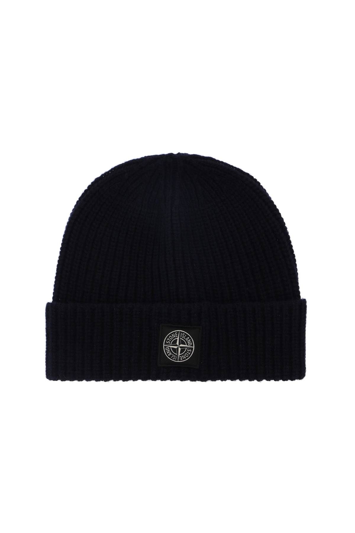 Stone Island STONE ISLAND logo patch beanie cap