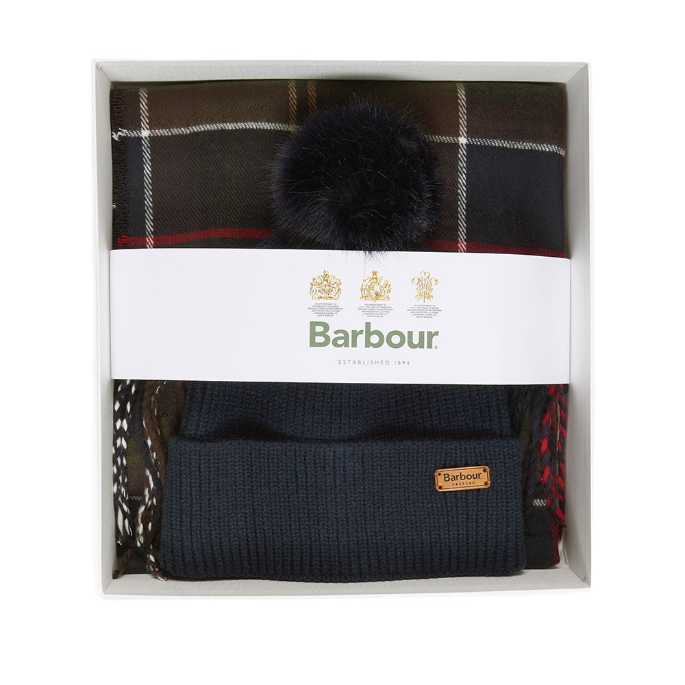 Barbour Lifestyle Dover Beanie & Hailes Scarf Gift Set