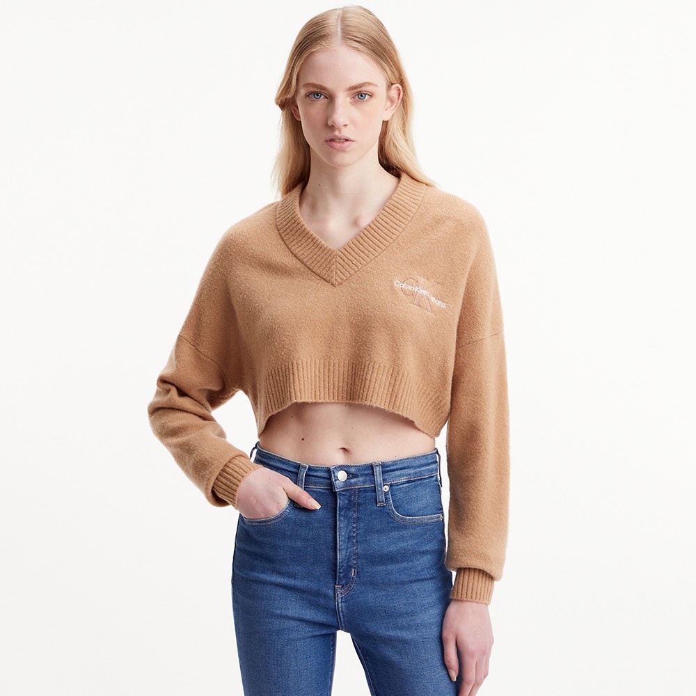 Calvin Klein Jeans Cropped V Neck Sweater