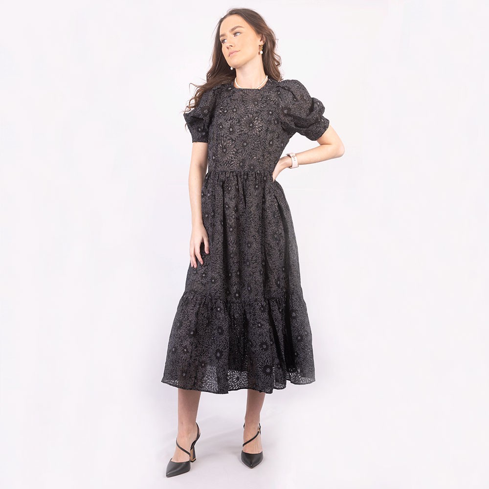 Ted Baker Meganie Puff Sleeve Tiered Midi Dress