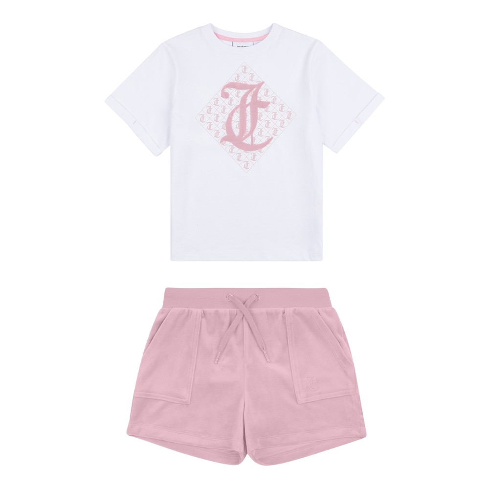 Juicy Couture Diamond T Shirt & Velour Short Set