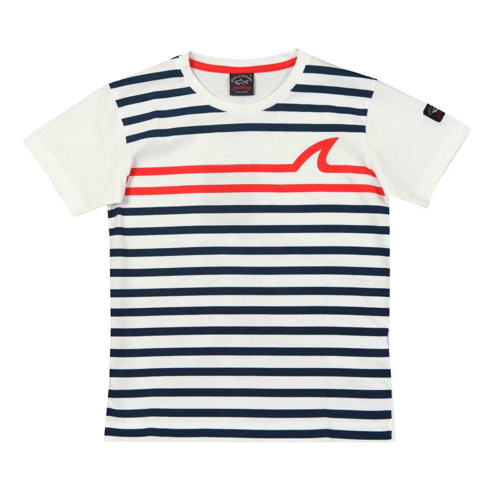 Paul & Shark Striped Shark Logo T-Shirt