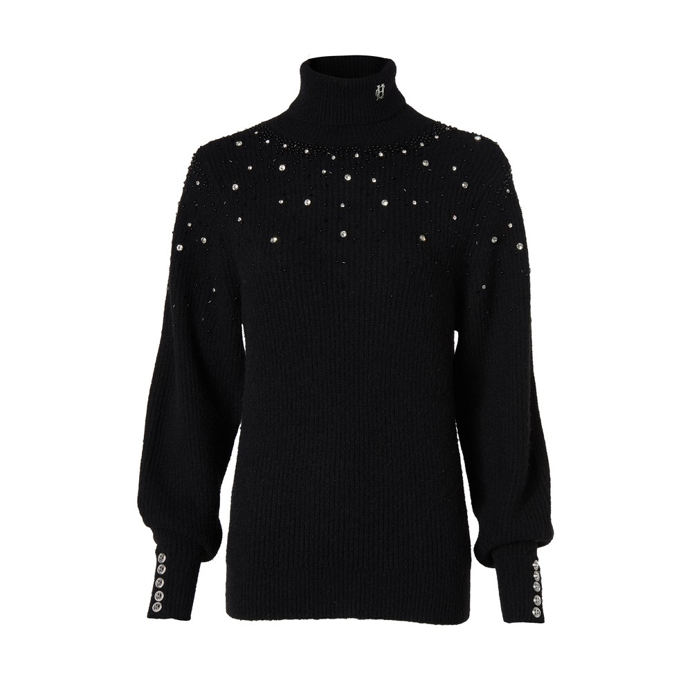 Holland Cooper Kelsie Rib Embellished Roll Neck Jumper