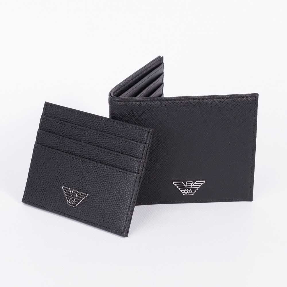 Emporio Armani Metal Badge Wallet And Card Holder Gift Set