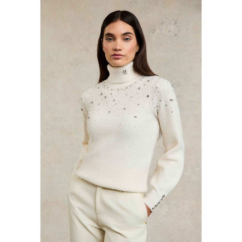 Holland Cooper Kelsie Rib Embellished Roll Neck Jumper