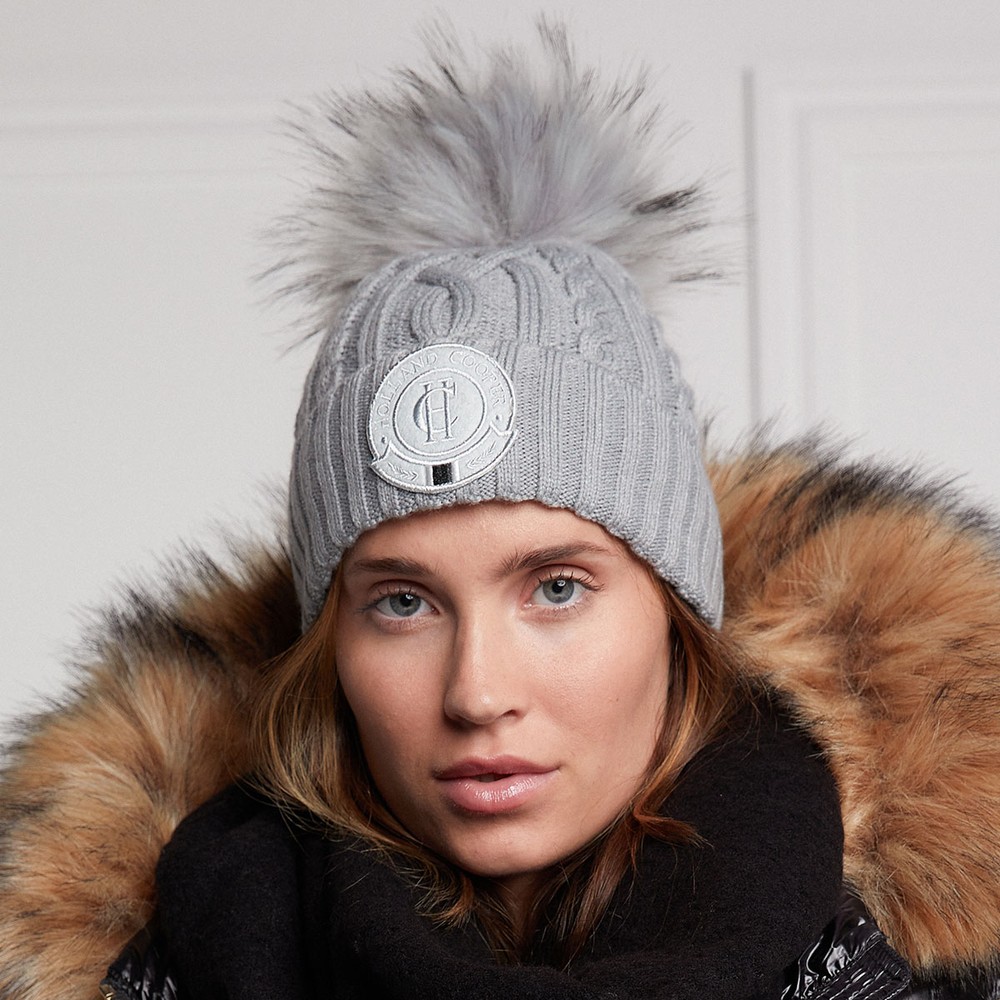 Holland Cooper Faux Fur Cable Bobble Hat