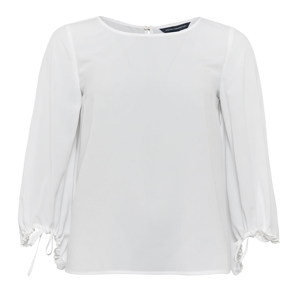 French Connection Crepe Light Solid Puff Sleeve Top