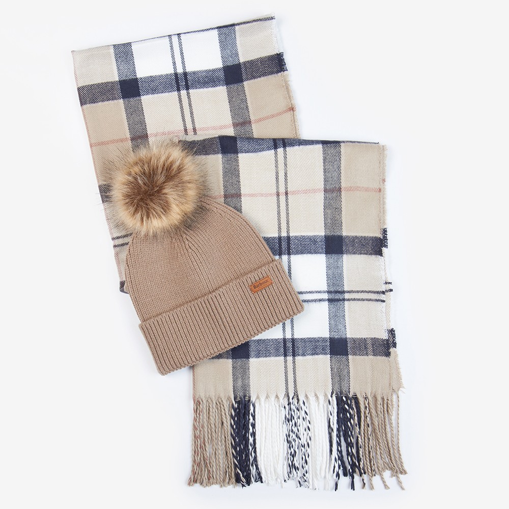 Barbour Lifestyle Dover Beanie & Hailes Scarf Gift Set