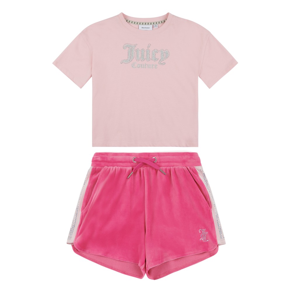Juicy Couture Diamante Oversized T Shirt & Runner Short Set