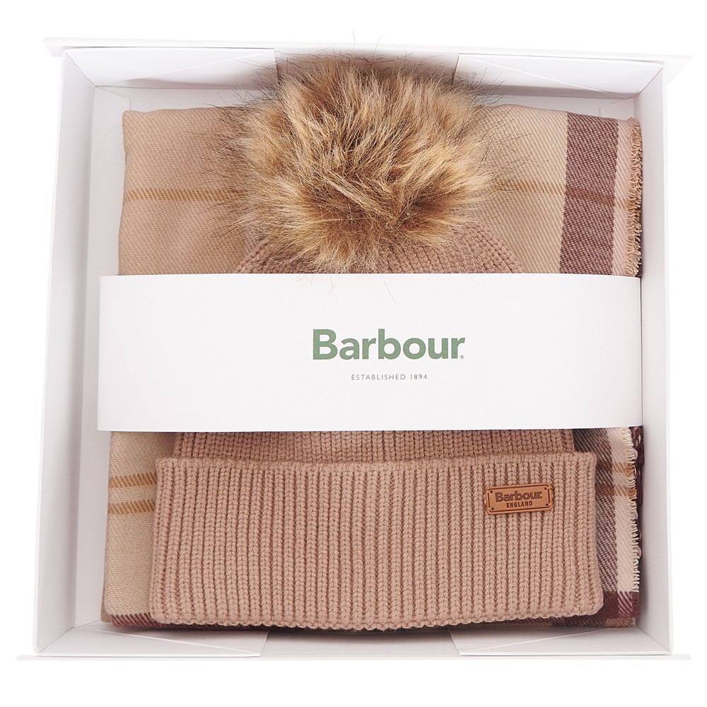 Barbour Lifestyle Dover Beanie & Hailes Scarf Gift Set