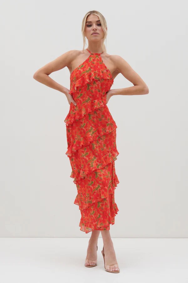 Pretty Lavish Katy Ruffle Midaxi Dress