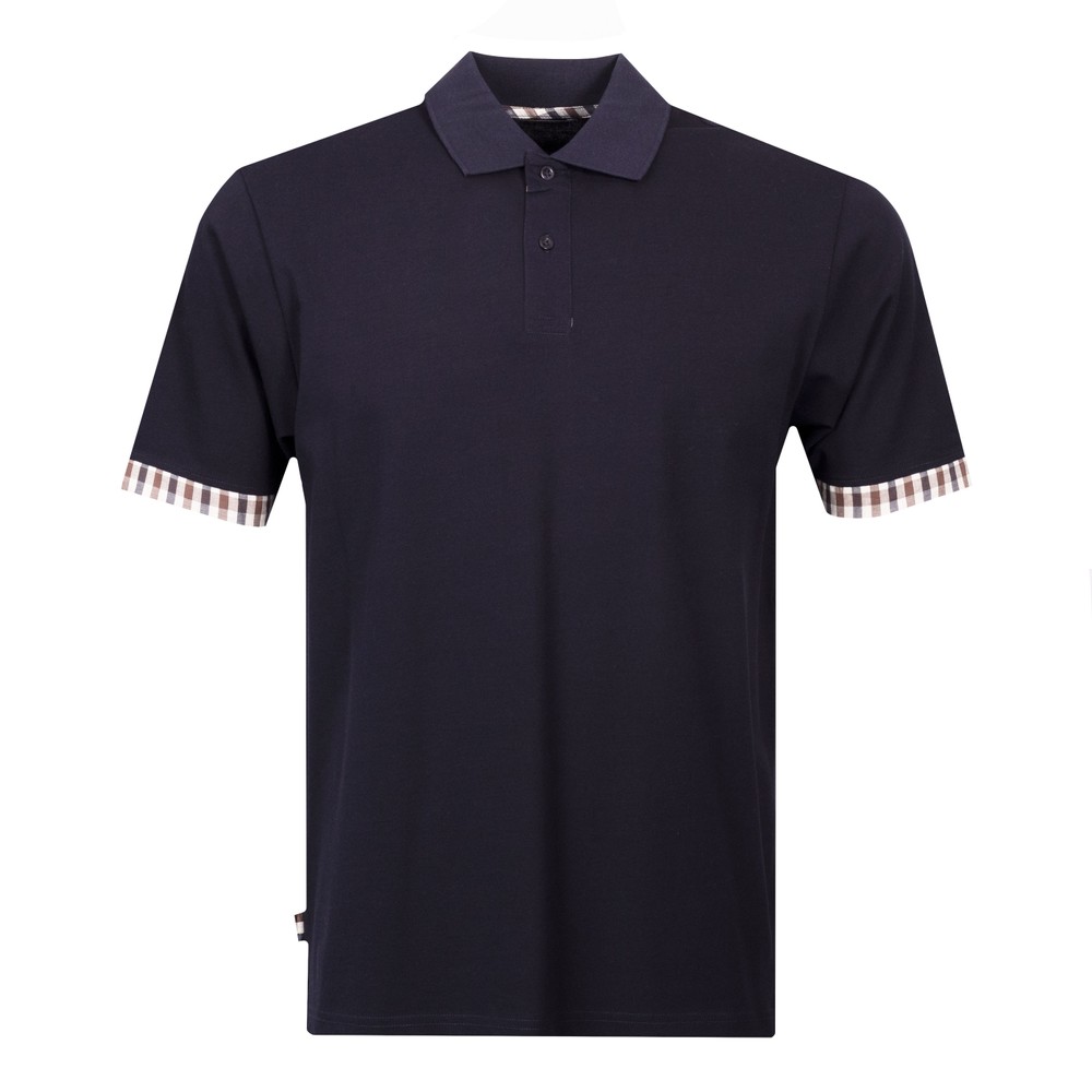 Aquascutum Supima Club Check Sleeve Polo Shirt