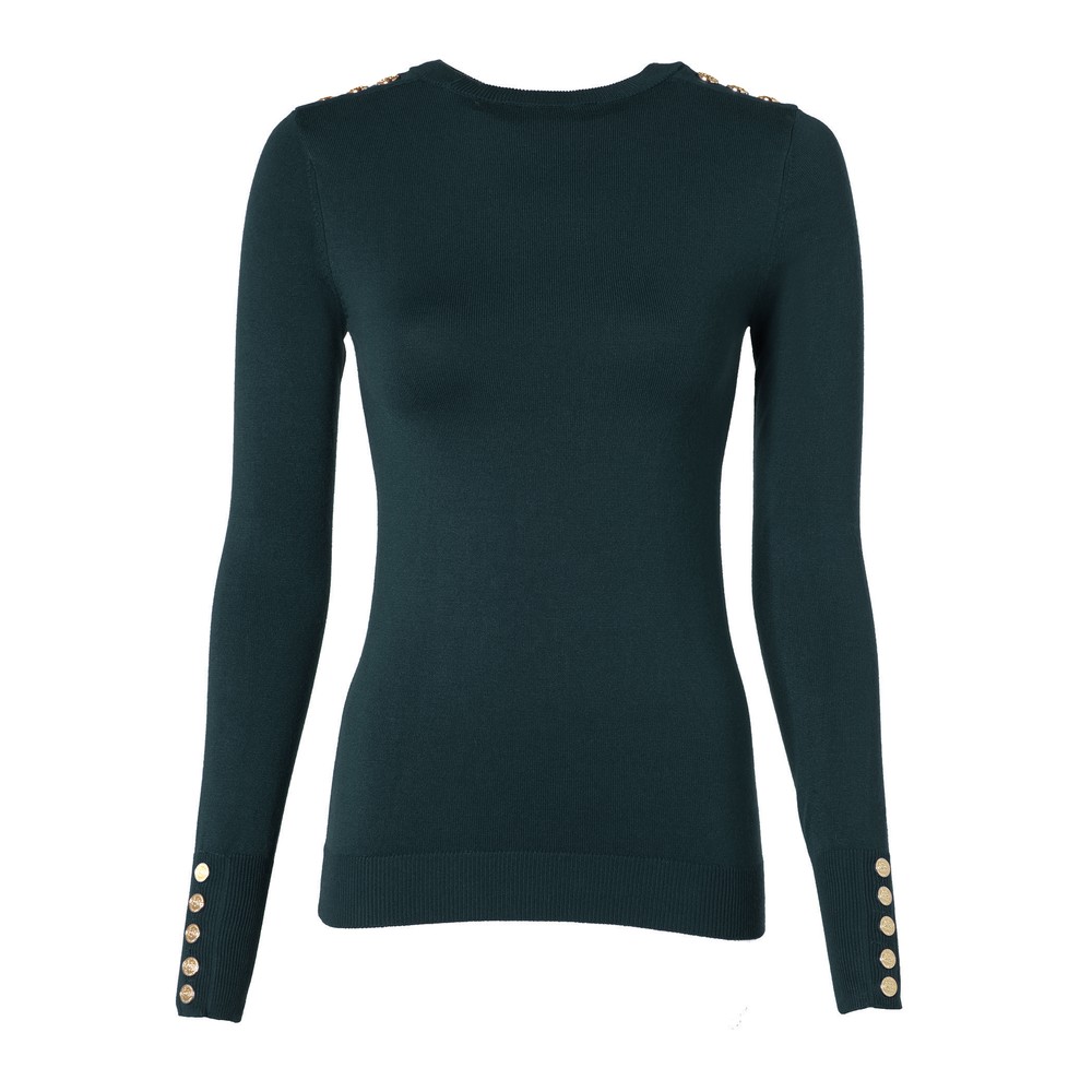 Holland Cooper Buttoned Knit Crew Neck Jumper