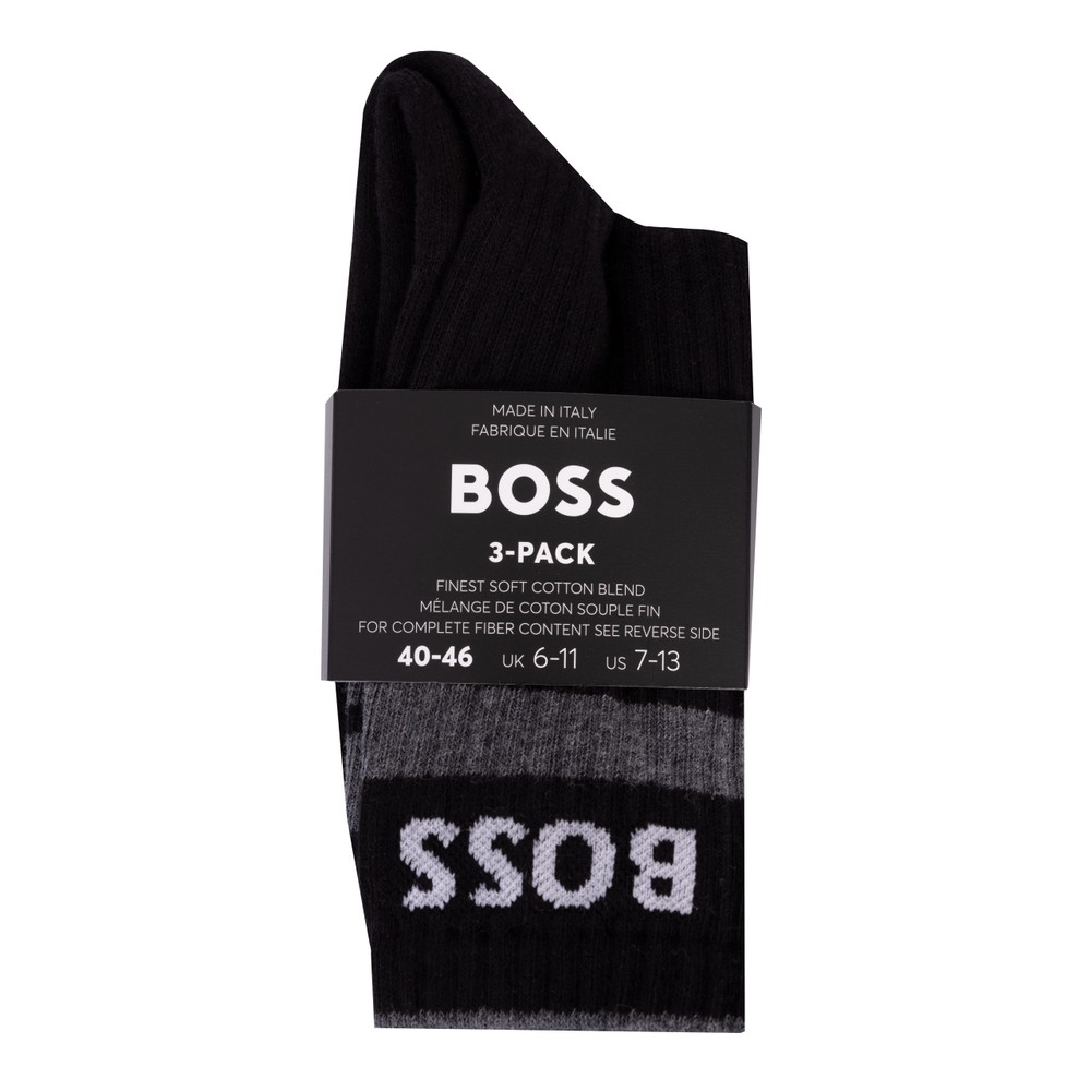 BOSS Bodywear 3 Pack Fine Soft Cotton Sock