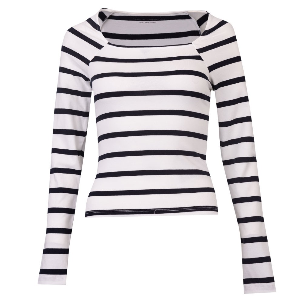 French Connection Rallie Stripe Long Sleeve Square Neck T Shirt