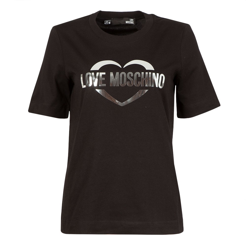 Love Moschino Metallic Heart Logo T Shirt