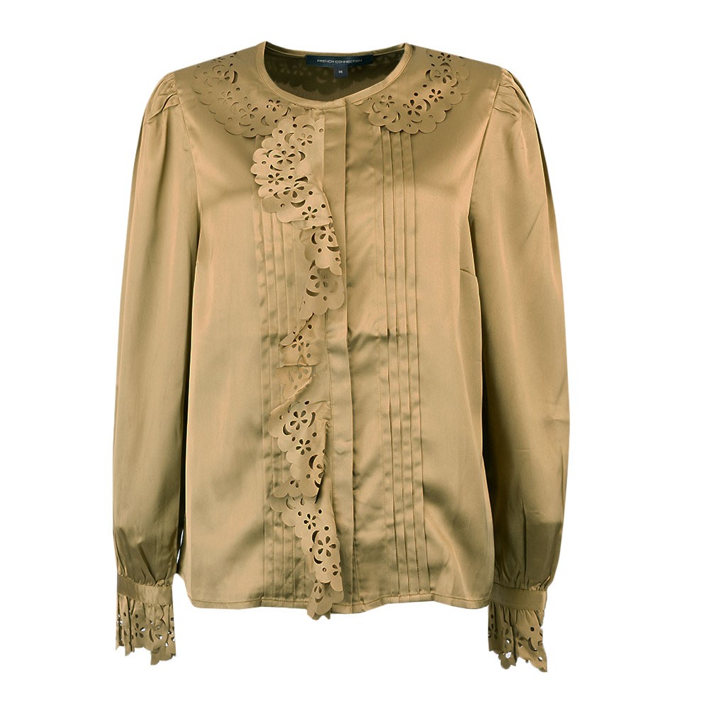 French Connection Aleeya Satin Lace Ruffle Blouse