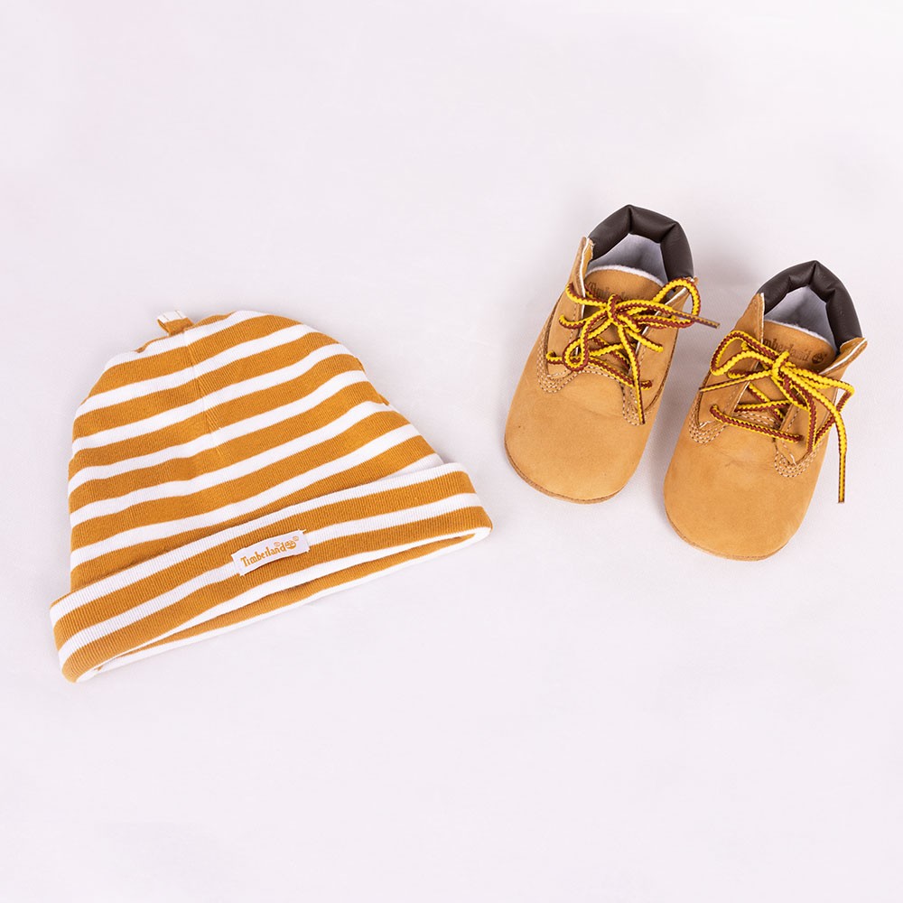 Timberland Crib Shoe And Hat Set