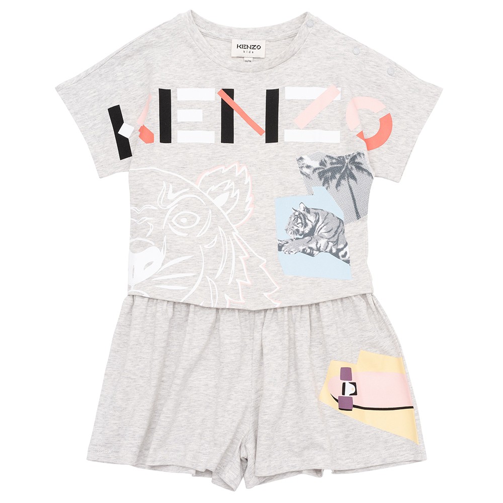 Kenzo Kids Block Logo Short Playsuit