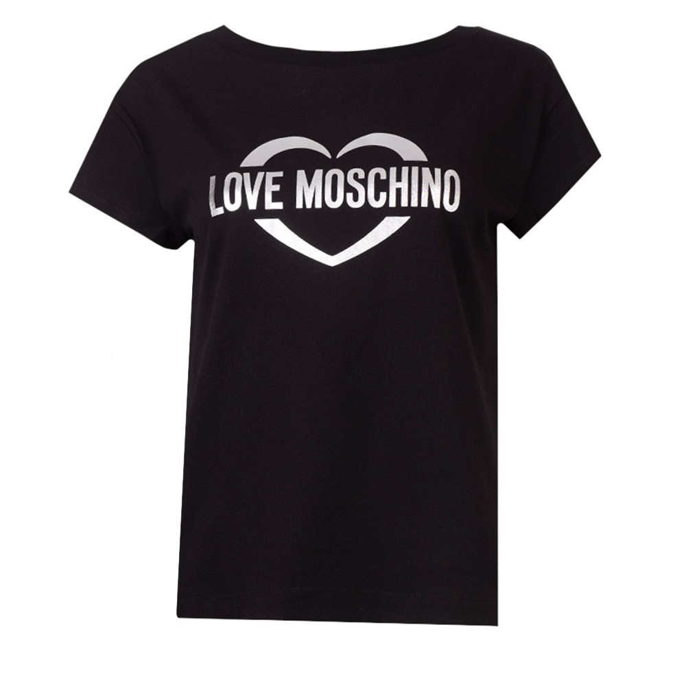 Love Moschino New Shine Heart Logo T Shirt