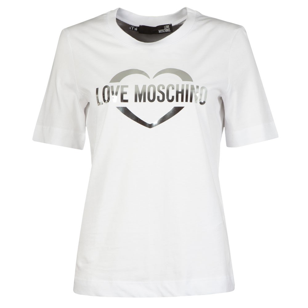 Love Moschino Metallic Heart Logo T Shirt