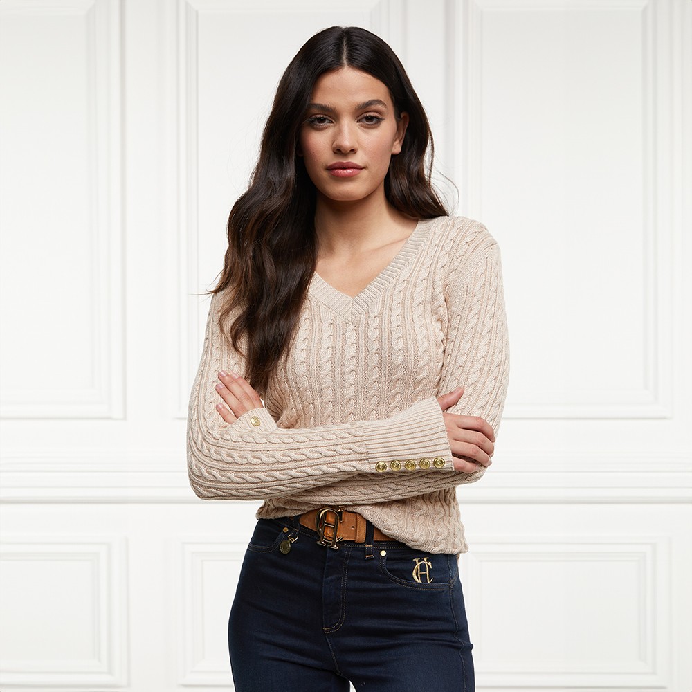 Holland Cooper Seattle Cable V Neck Jumper