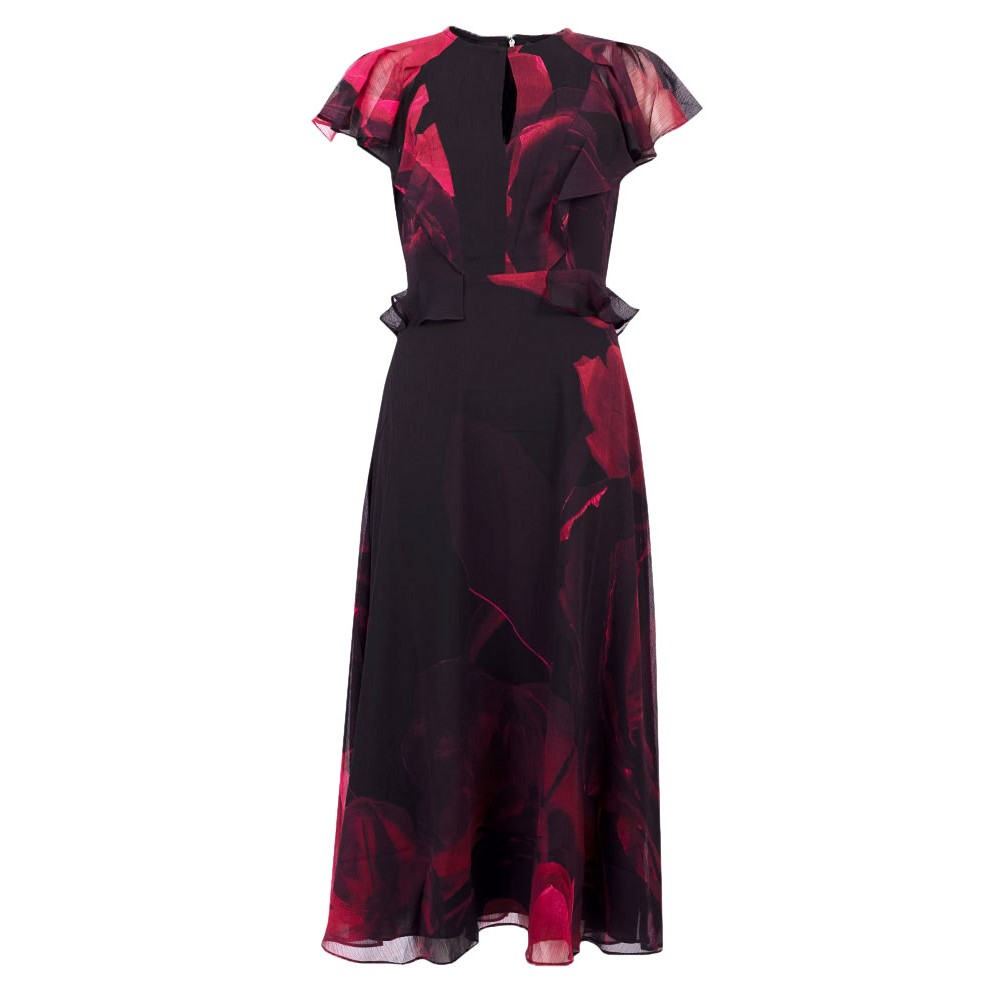 Ted Baker Bjorkaa Angel Sleeve Midi Dress With Peplum Waist