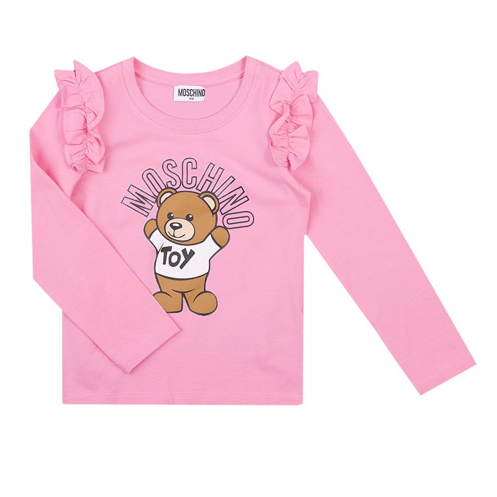 Moschino Shoulder Frill Long Sleeve Bear T Shirt